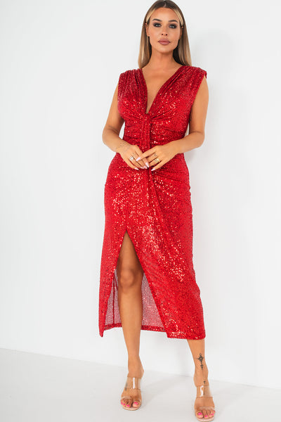 Sequin knot hot sale front dress