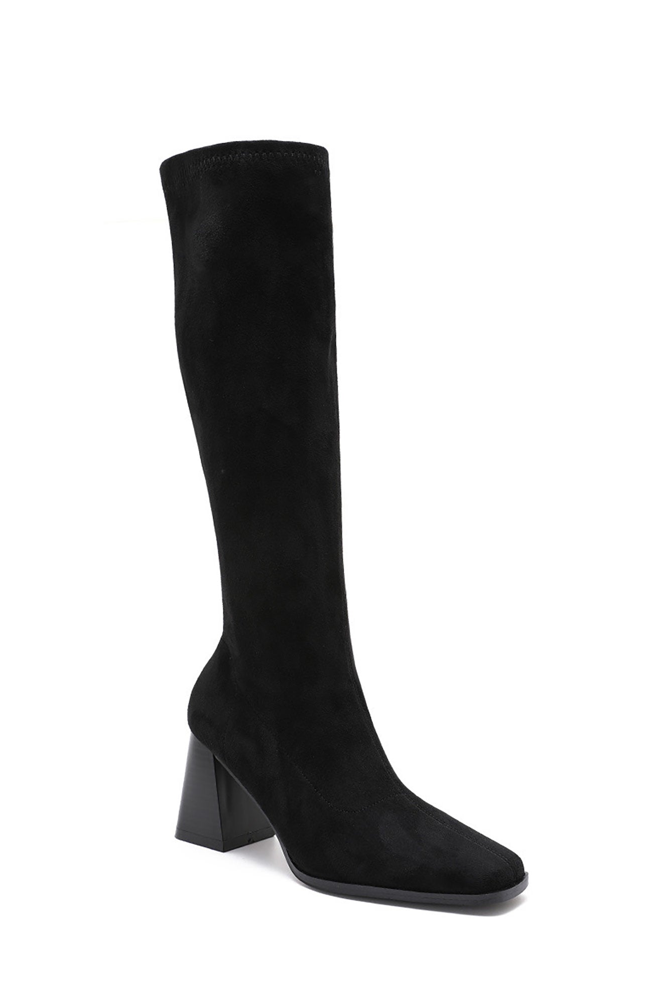 Natalie Black Suedette Knee High Boots - Vavavoom.ie