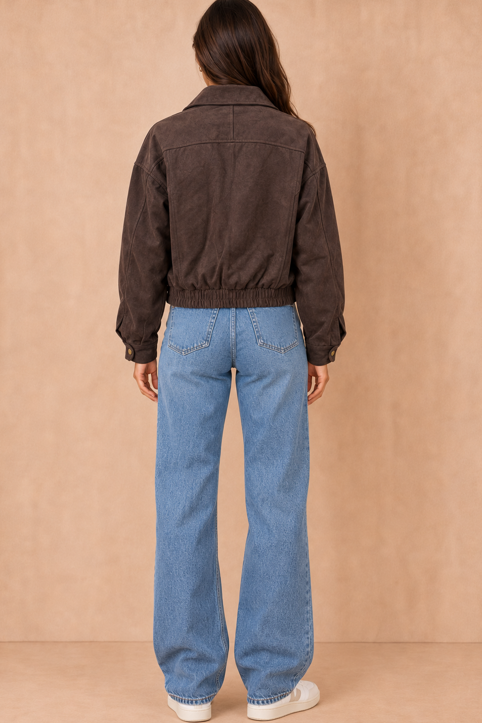 Nell Chocolate Suedette Bomber Jacket