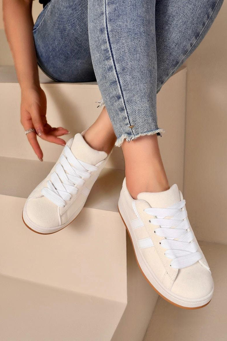 Nell Cream Suedette Trainers