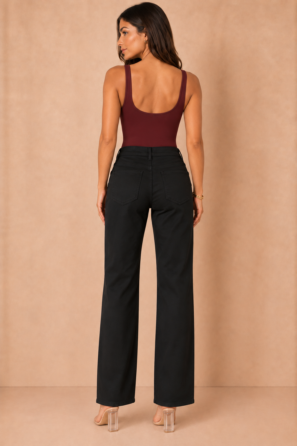 Nerina Black Wax Wide Leg Trousers