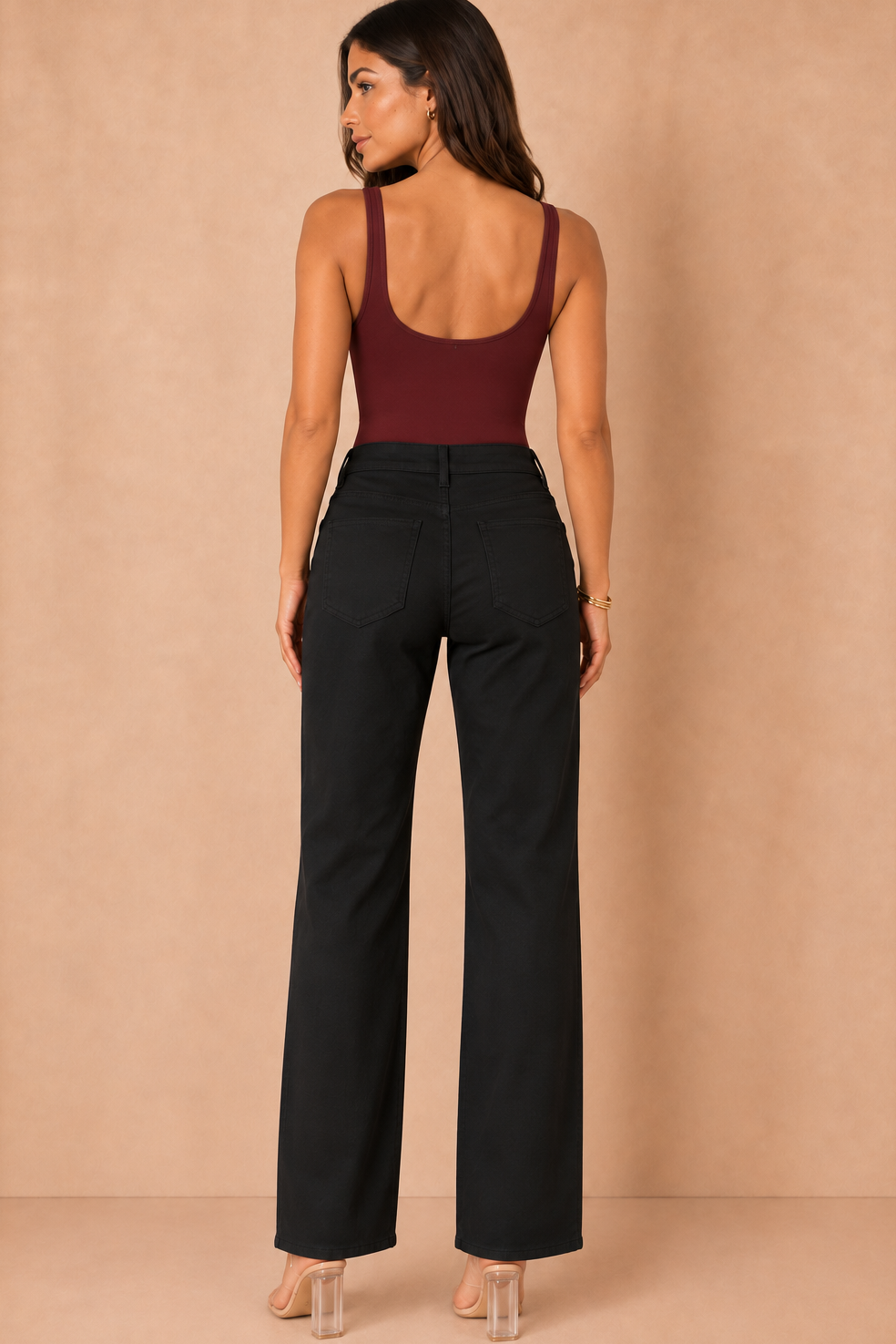 Nerina Black Wax Wide Leg Trousers