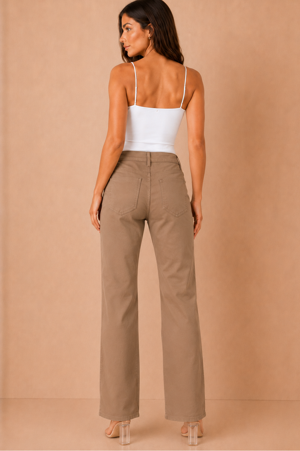 Nerina Camel Wax Wide Leg Trousers