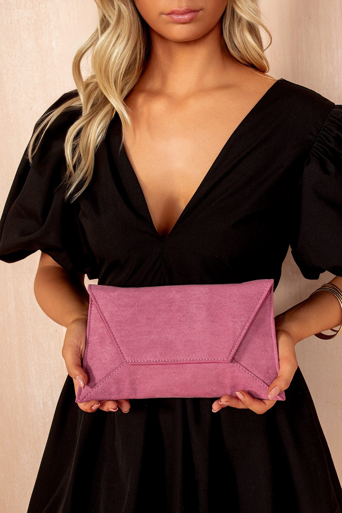 Nettie Dusty Pink Suedette Detachable Chain Bag