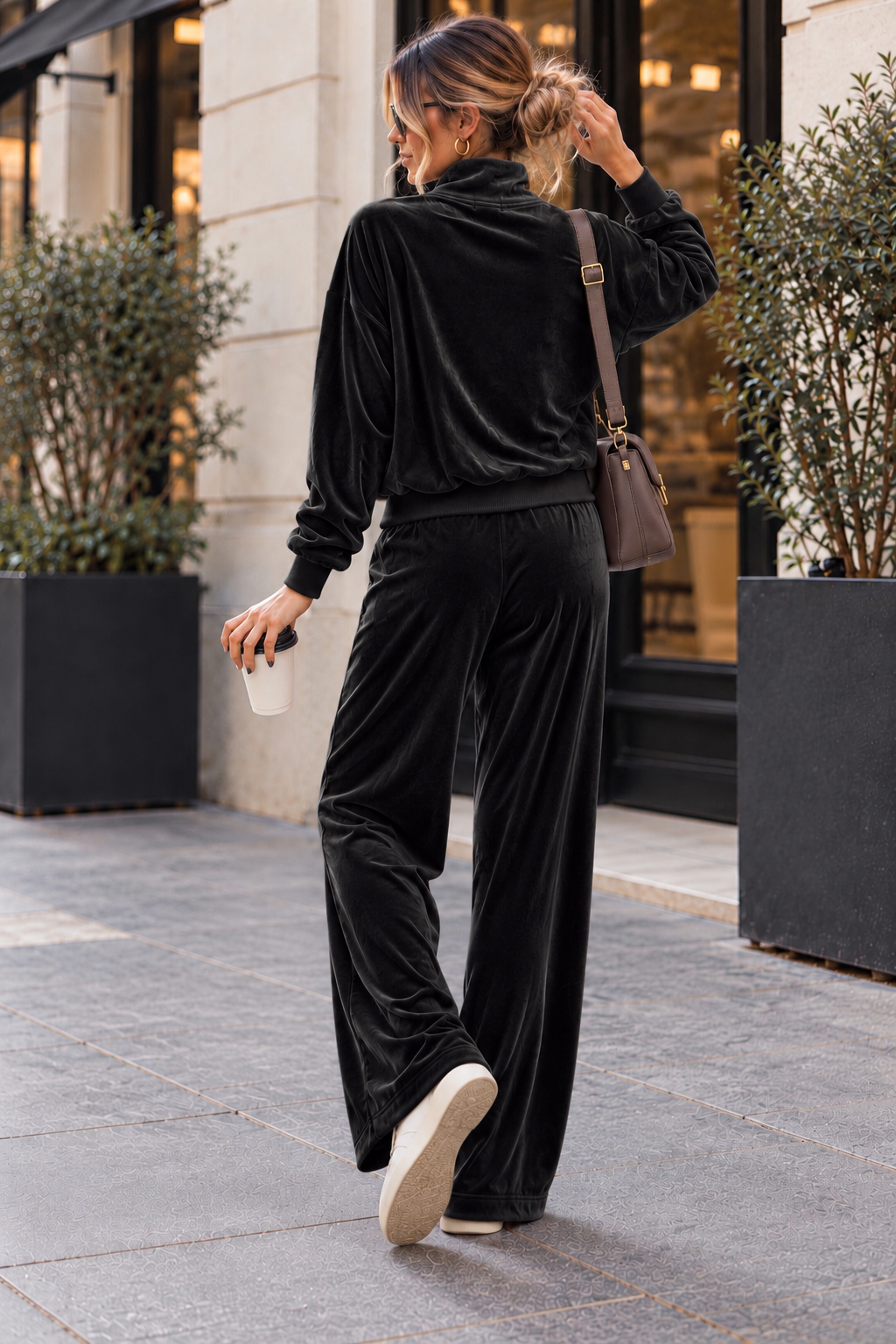 Neveda Black Velour Tracksuit