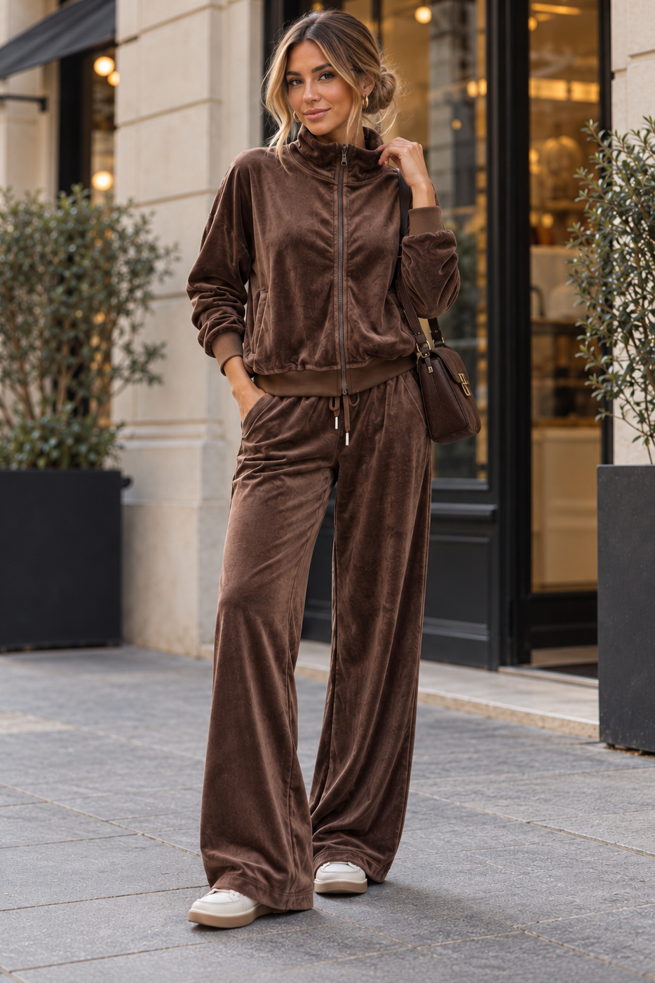 Neveda Chocolate Velour Tracksuit