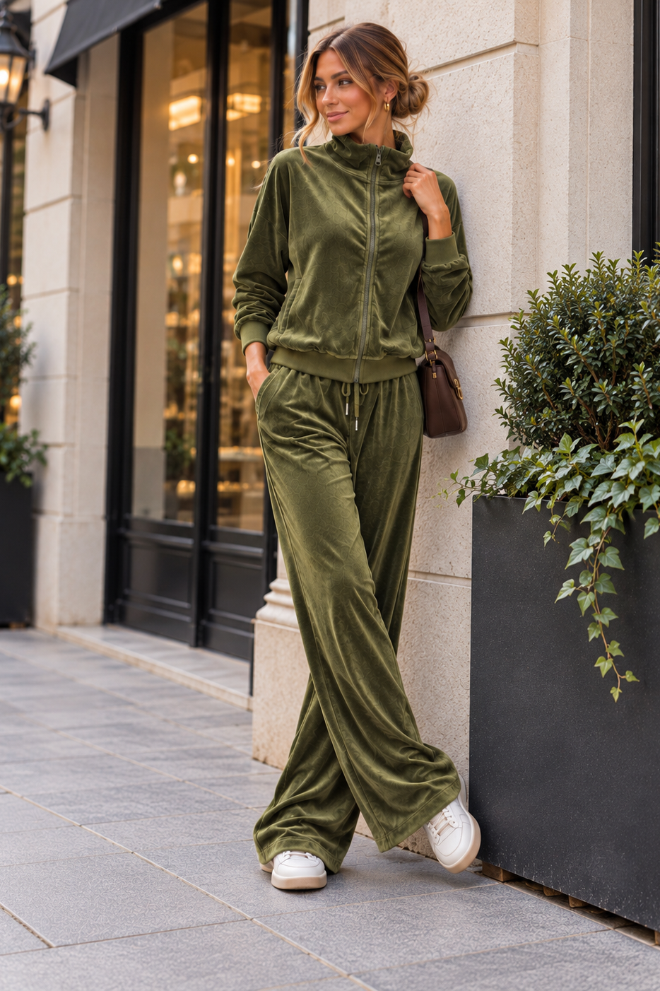 Neveda Khaki Velour Tracksuit