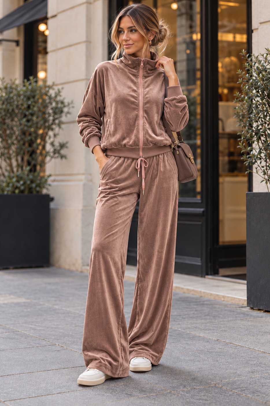 Neveda Mauve Velour Tracksuit