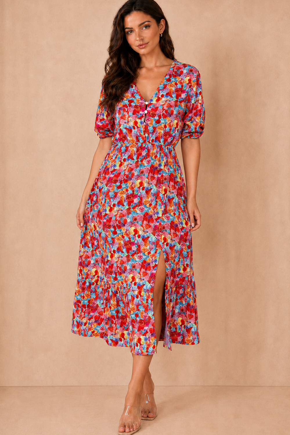 Nigella Multi Print Midi Dress
