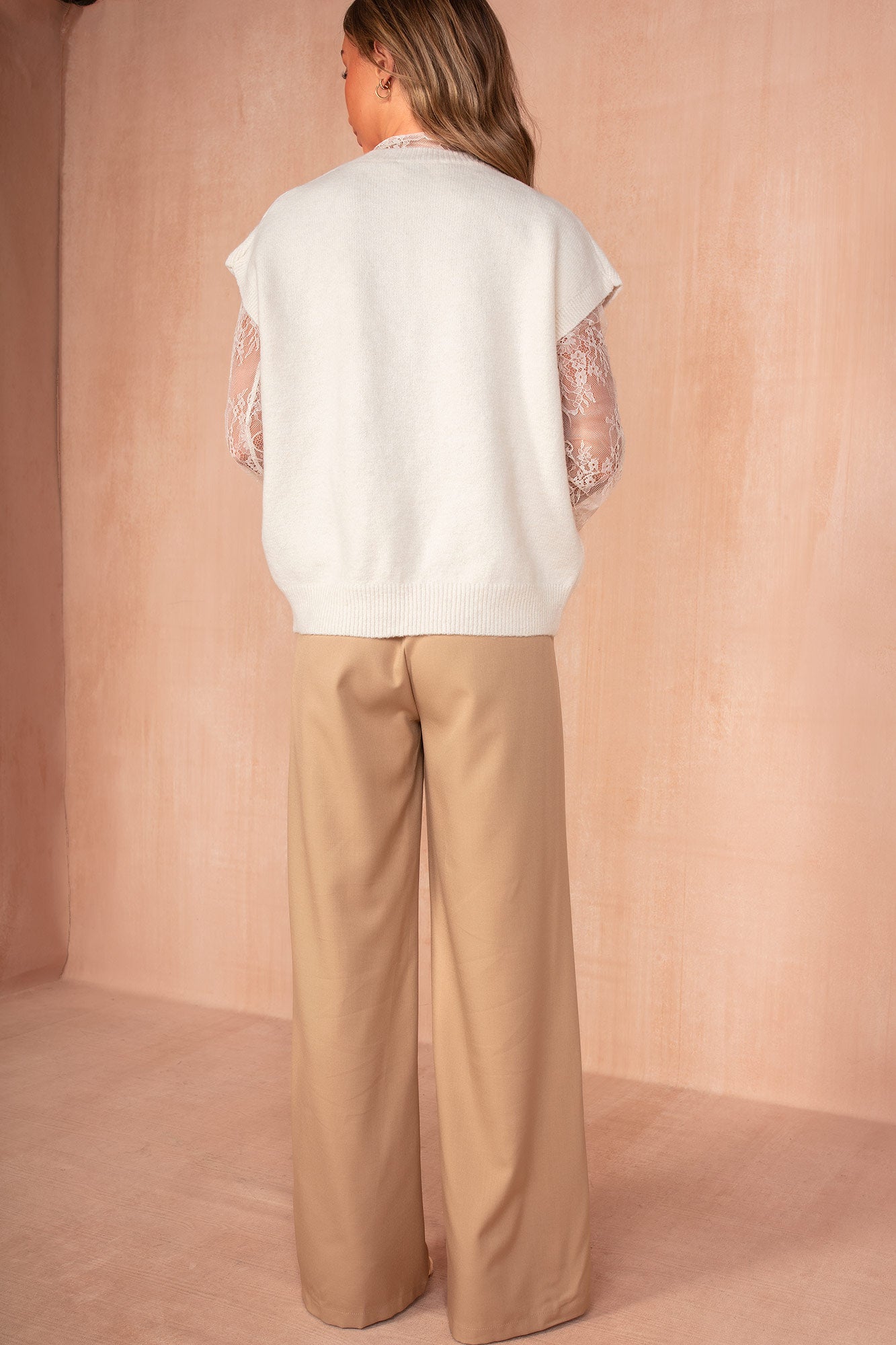 Nika Cream Knit Lace Sleeve Jumper