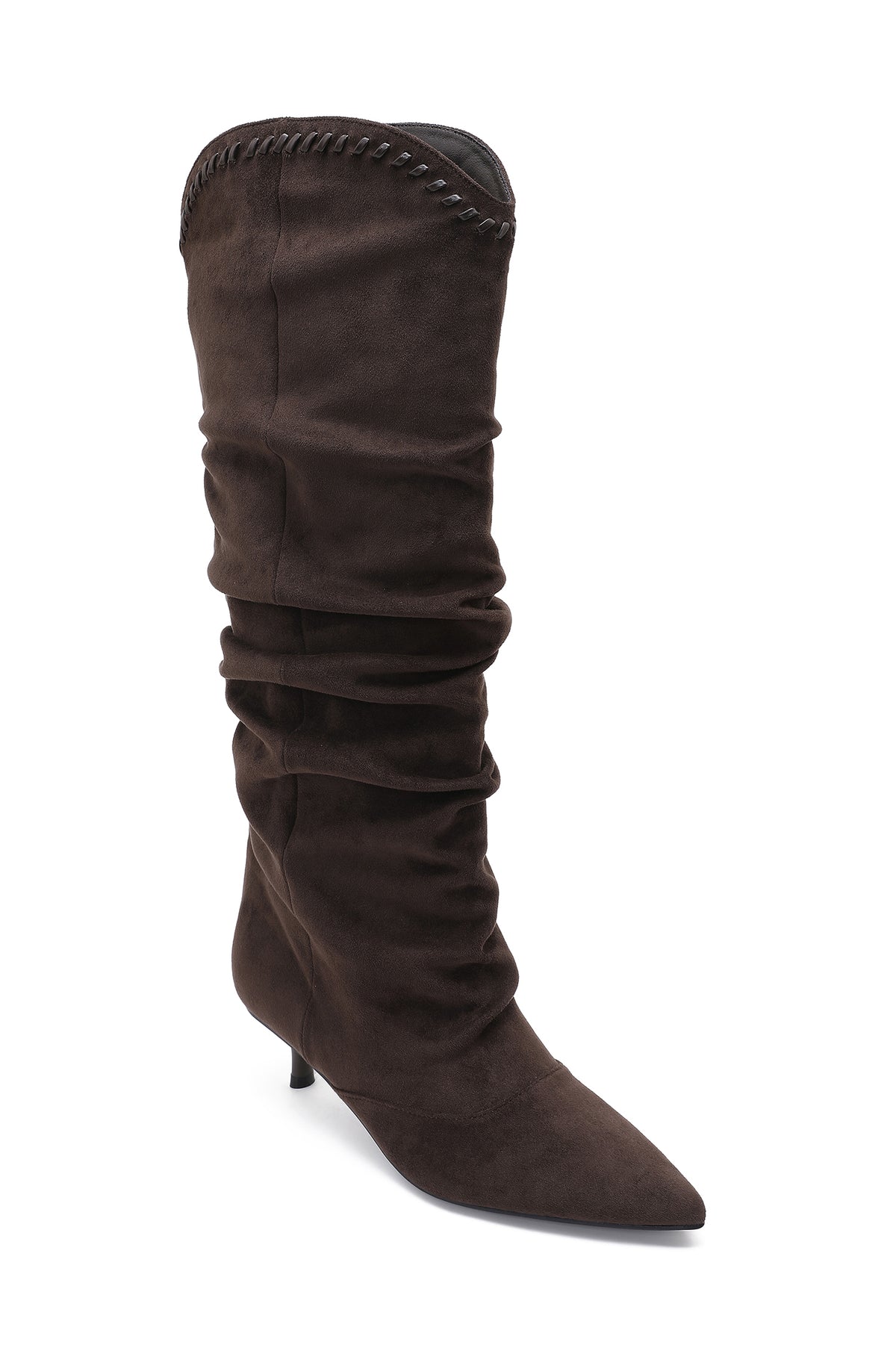 Oaklen Chocolate Suedette Slouch Knee High Boots