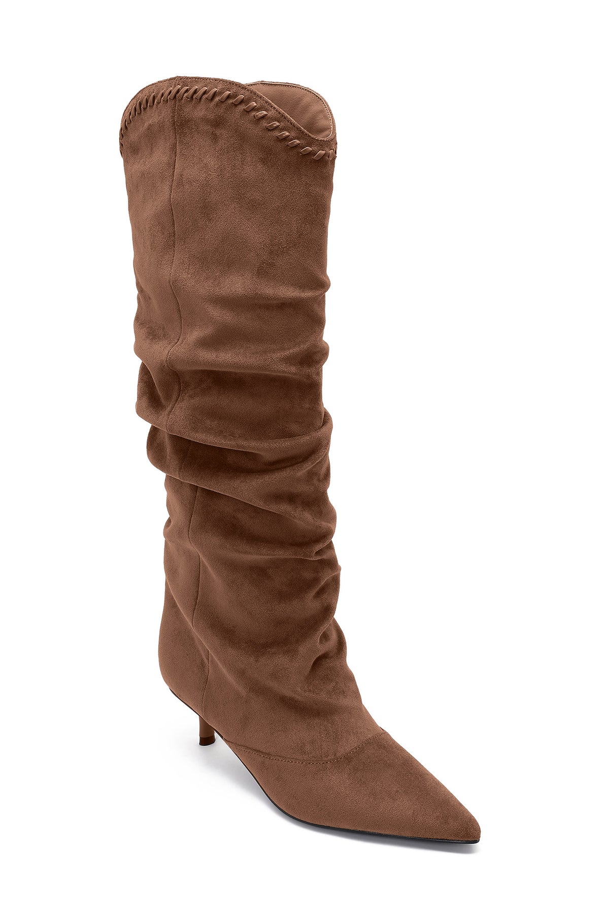 Oaklen Taupe Suedette Slouch Knee High Boots