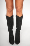 Odilia Black Suedette Knee High Boots