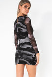 Olive Black Print Bodycon Dress
