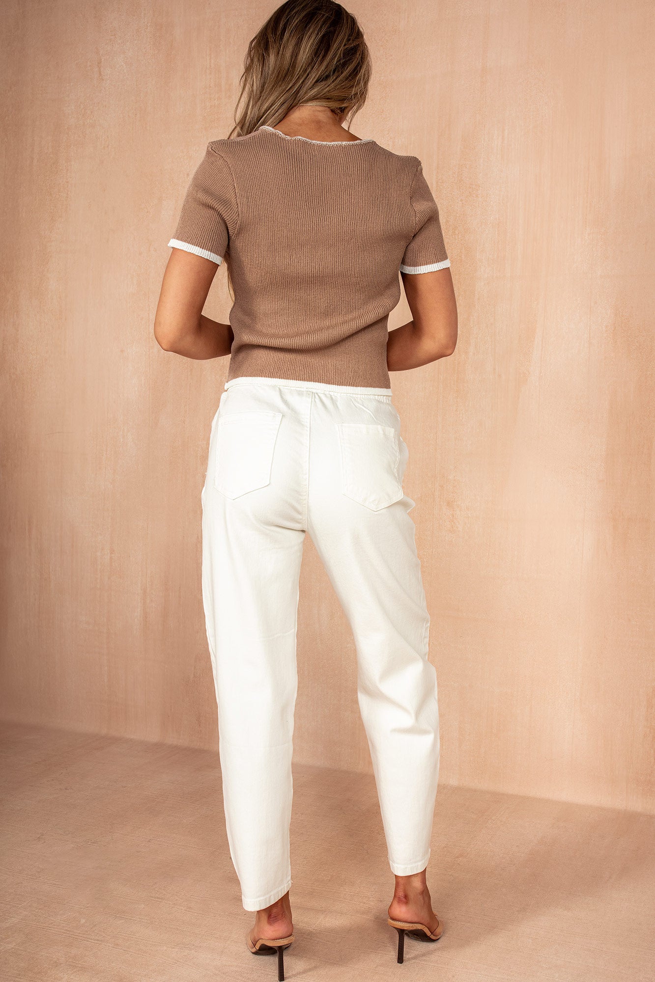 Oprah Ivory Cotton Mom Jeans