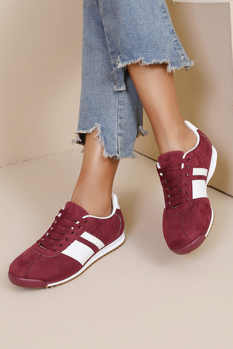 Orianna Burgundy Suedette Trainers