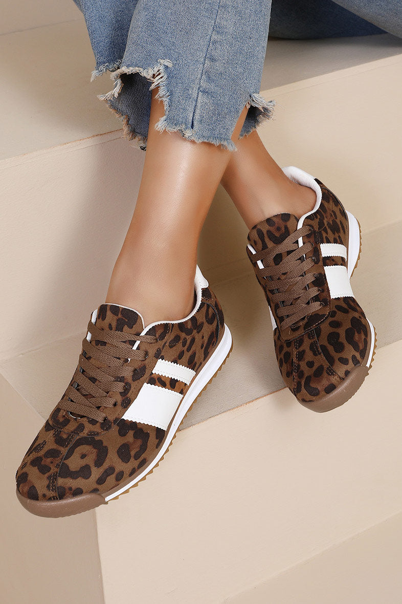 Orianna Leopard Side Stripe Trainers