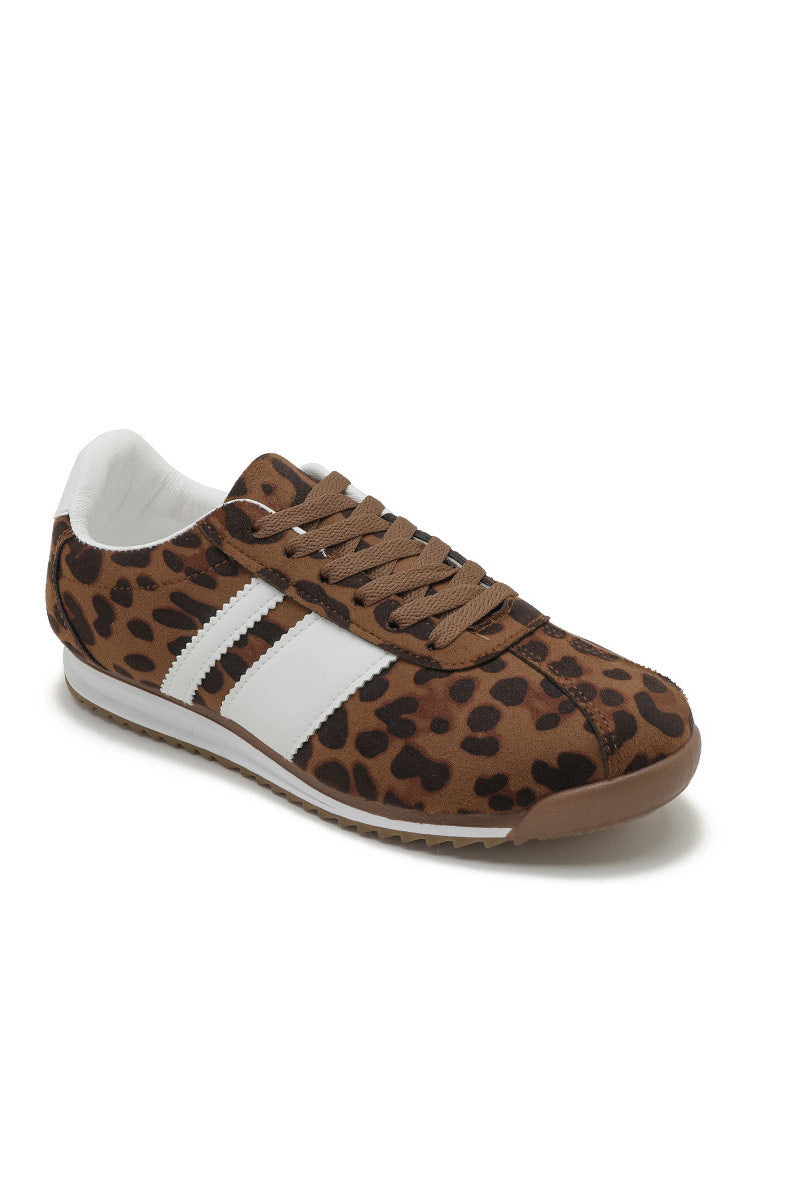 Orianna Leopard Side Stripe Trainers