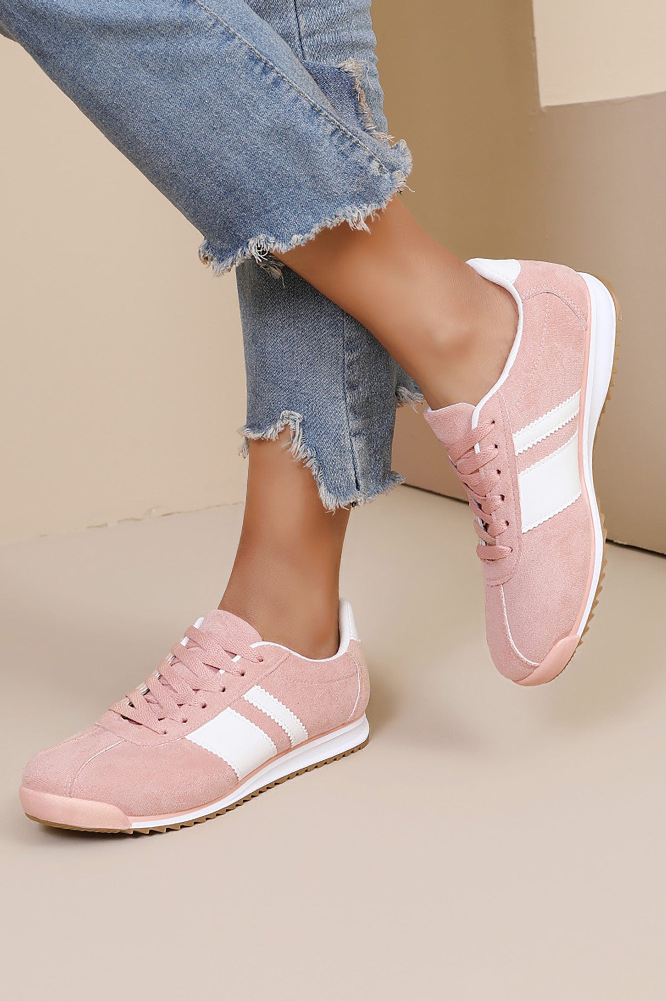 Orianna Pink Suedette Trainers
