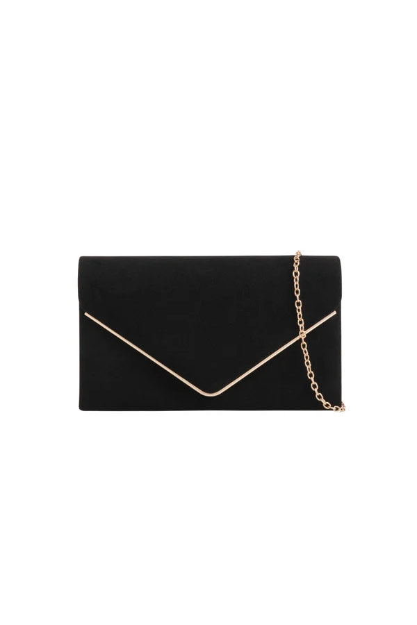 Pamela Black Suedette Detachable Chain Bag