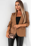 Pandora Tan Ruched Sleeve Blazer