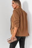 Pandora Tan Ruched Sleeve Blazer