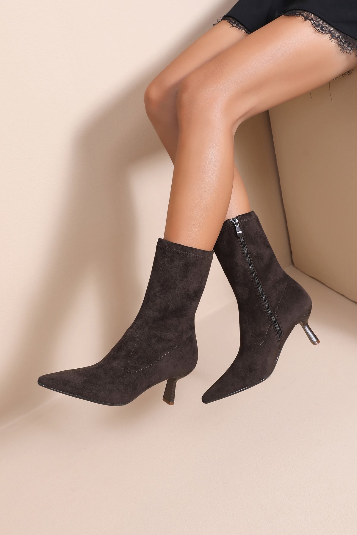 Philipa Chocolate Suedette Sock Boots