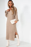 Phyllis Taupe Knit Ribbed Dress