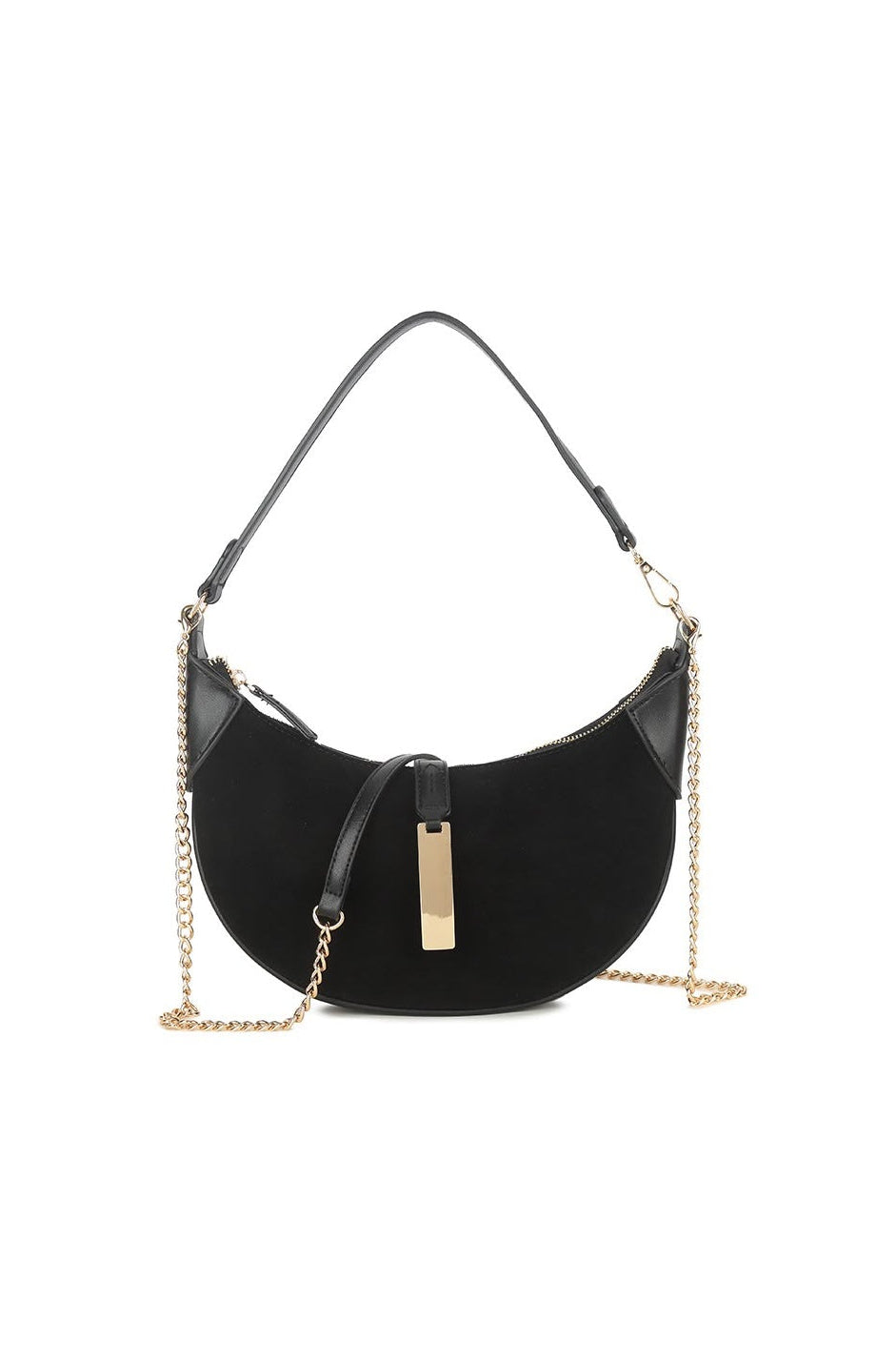 Polaris Black Suedette Shoulder Bag