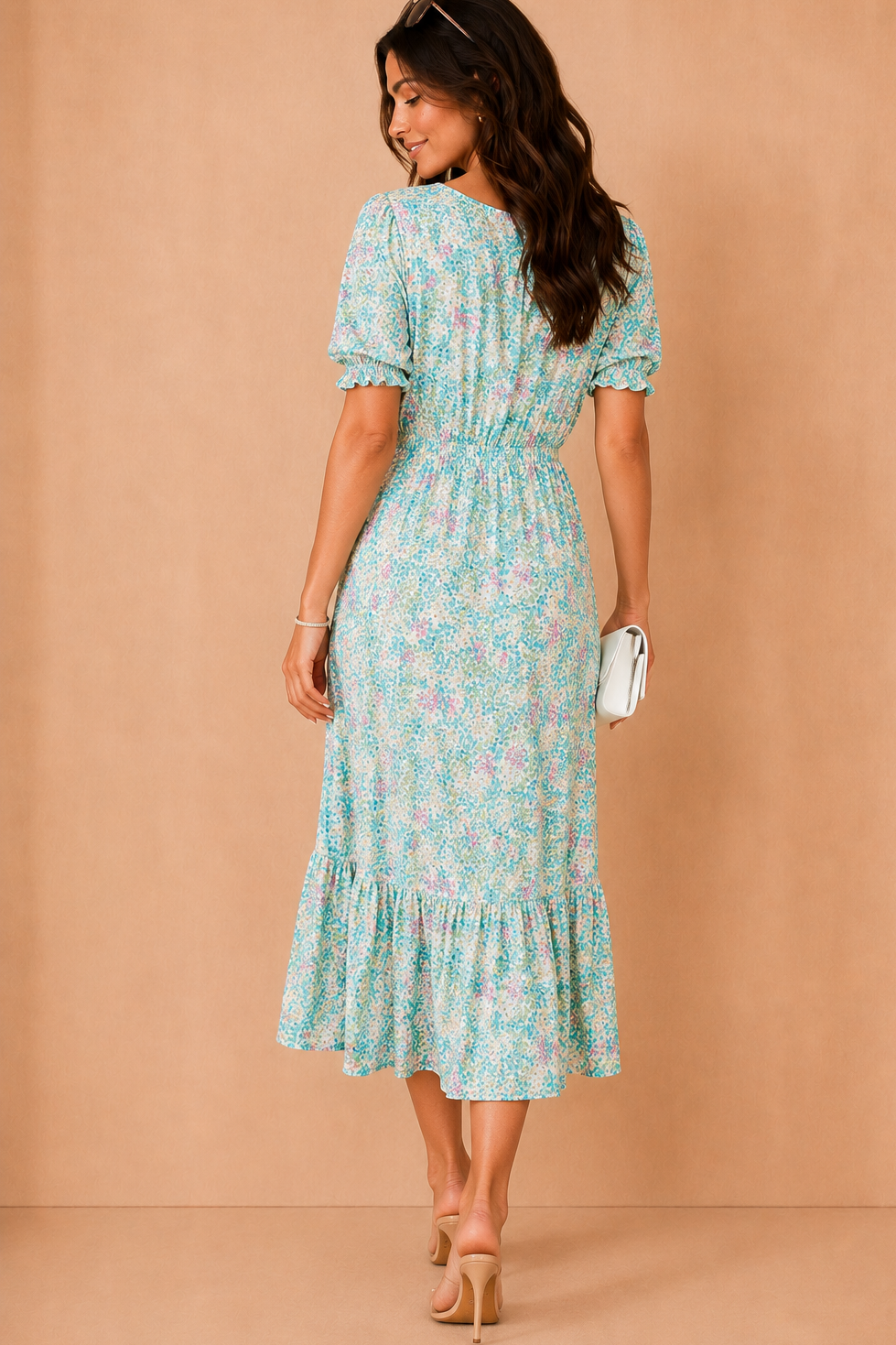 Primula Green Print Midi Dress