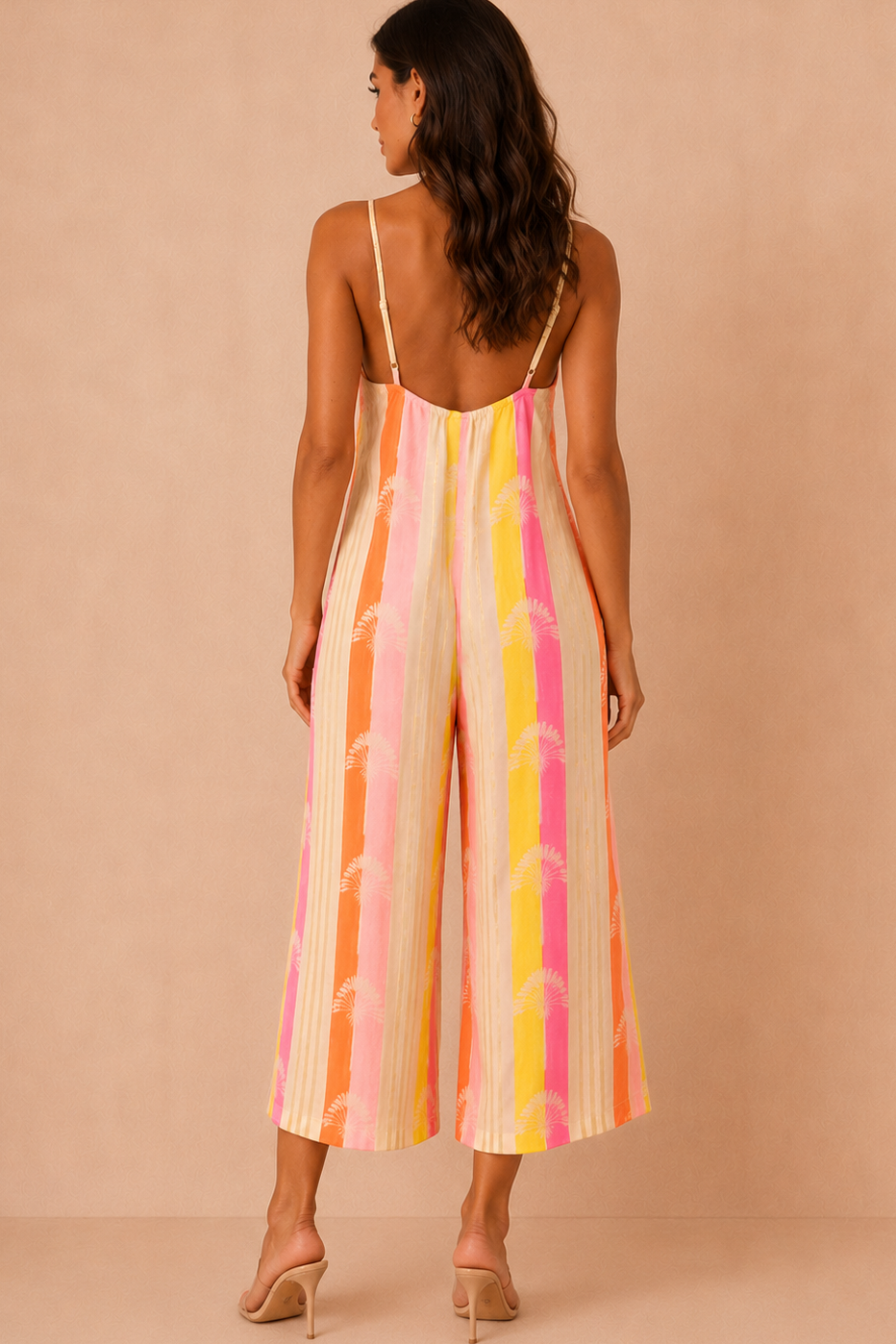 Priscilla Pink Cotton Printed Jumpsuit