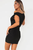 Qadira Black Sheen Tie Detail Dress