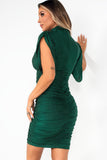 Quincey Green Glitter Ruched Dress