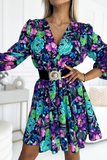 Quina Purple and Green Floral Dress