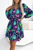 Quina Purple and Green Floral Dress