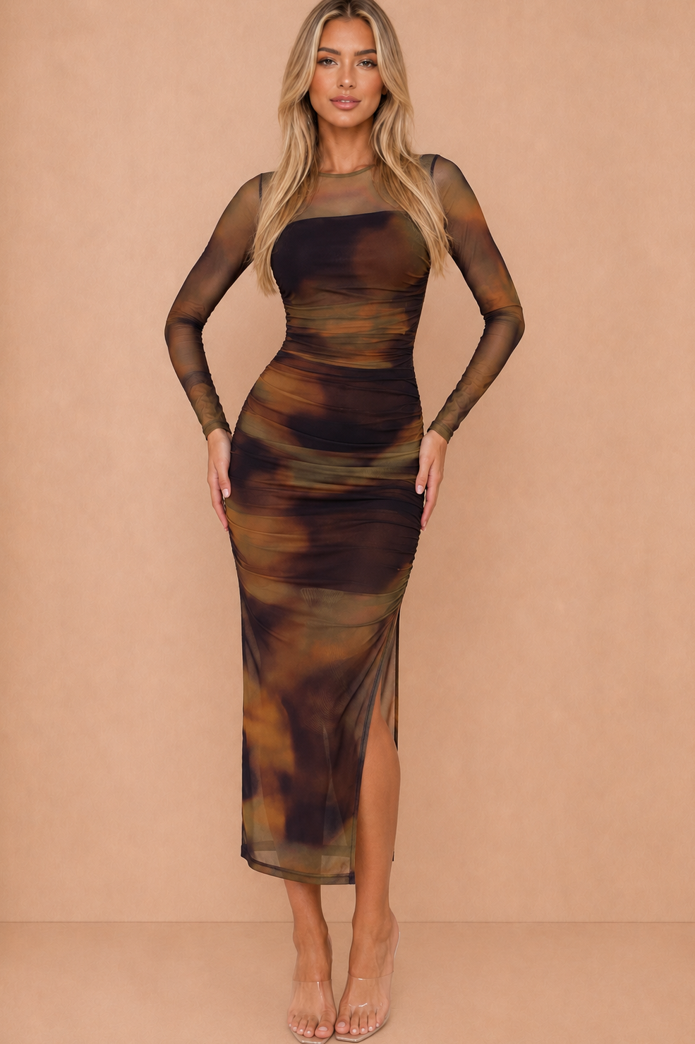 Quora Multi Smudge Print Midi Dress