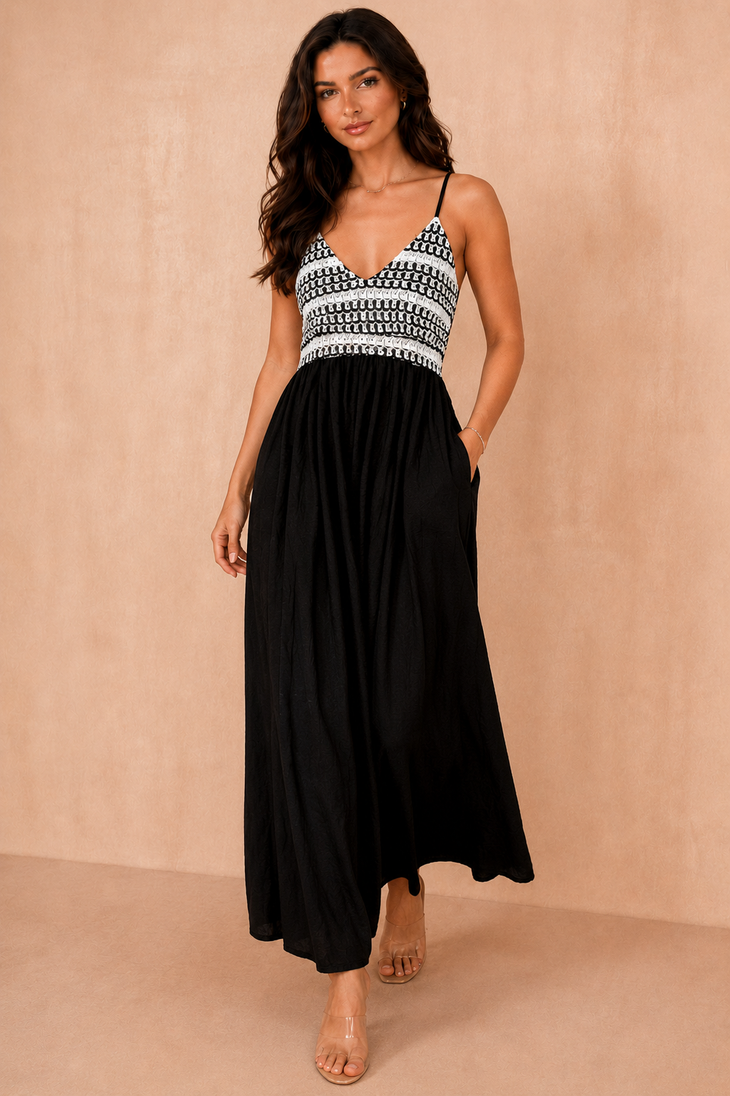 Raelynn Black Embroidered Maxi Dress