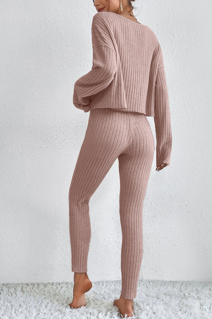 Regan Dusty Pink Knit Trouser Co Ord