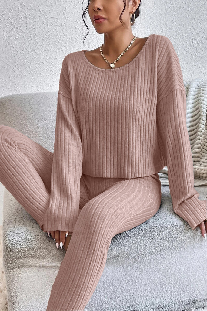 Regan Dusty Pink Knit Trouser Co Ord
