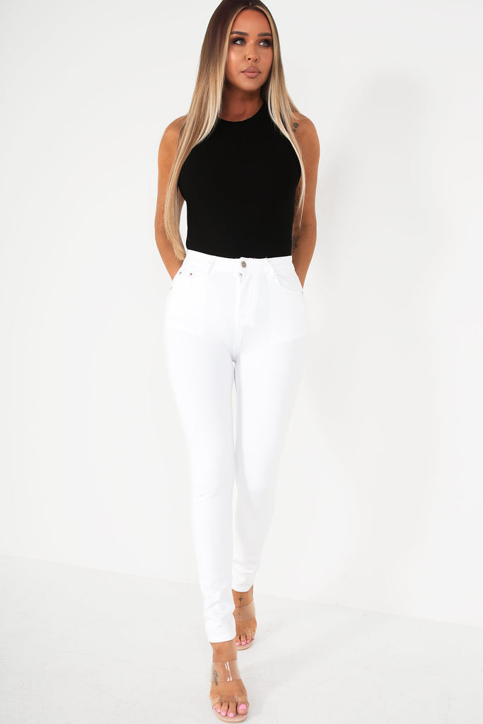 Rozita White Stretch Trousers