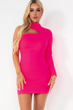 Sabina Neon Pink One Shoulder Dress