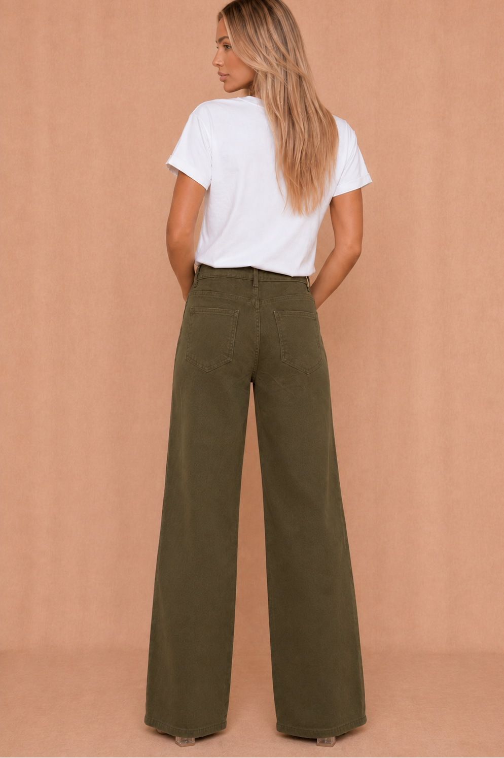 Samantha Khaki Wide Leg Jeans
