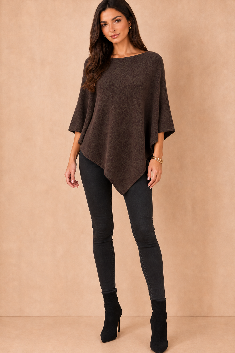 Santana Chocolate Soft Knit Poncho