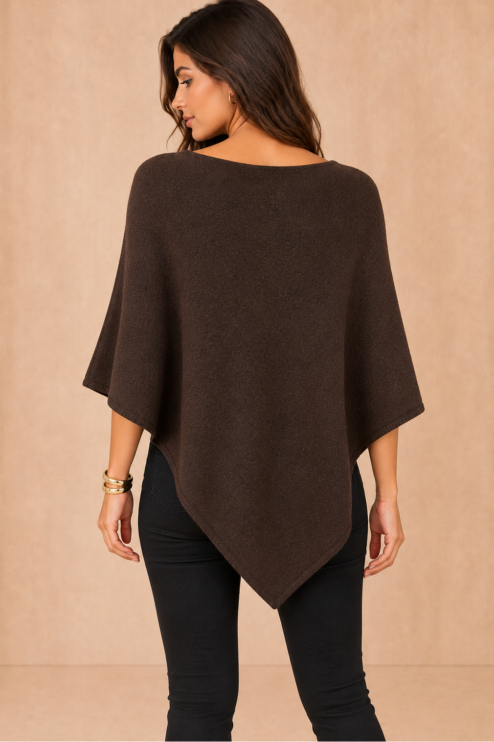 Santana Chocolate Soft Knit Poncho