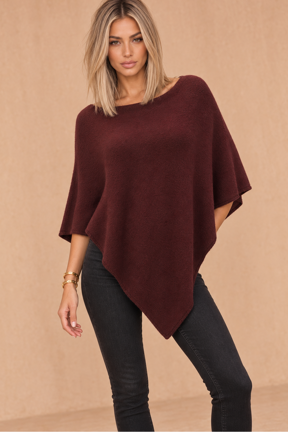 Santana Rust Soft Knit Poncho