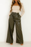 Shelby Khaki Faux Leather Trousers
