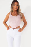 Skye Baby Pink Textured Crop Top