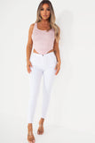 Skye Baby Pink Textured Crop Top