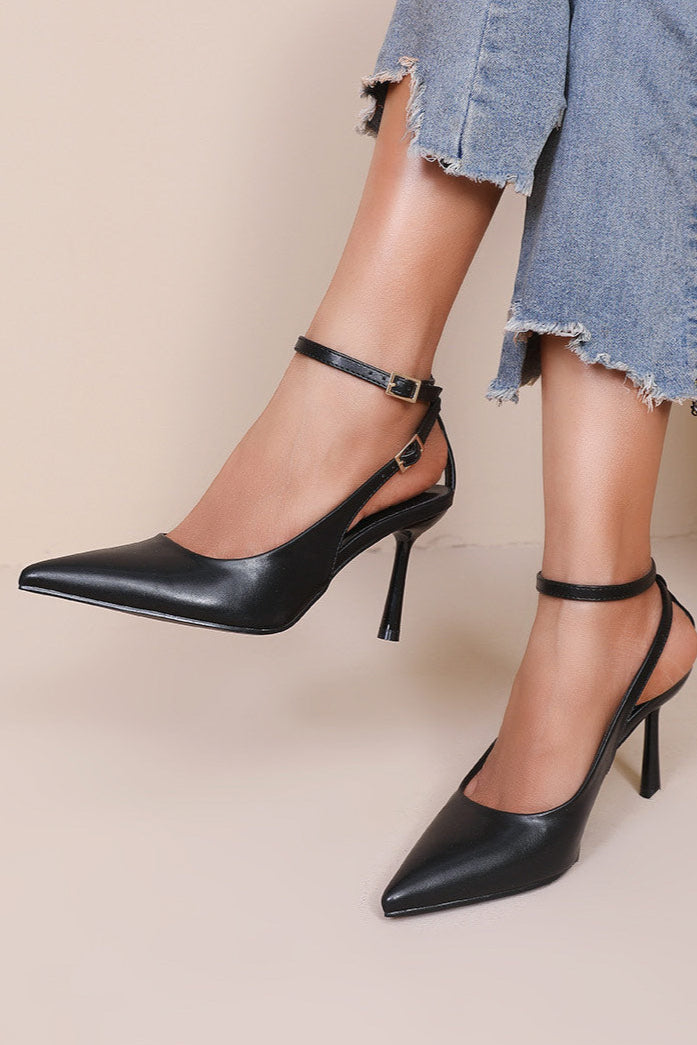 Sloane Black PU Court Heels