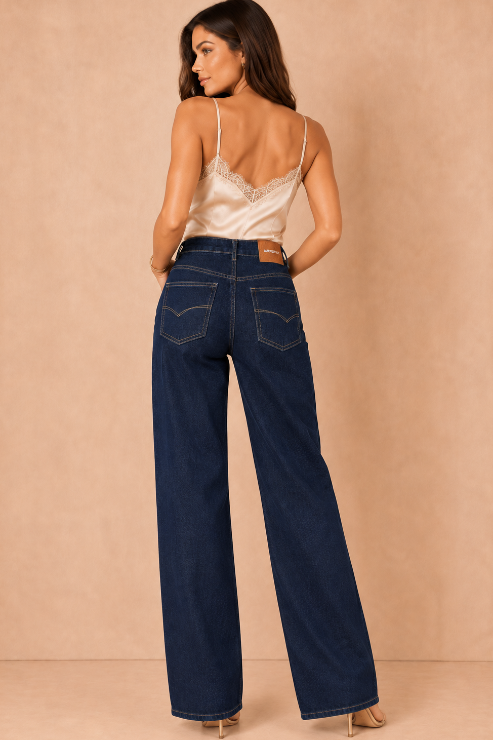 Spencer Dark Blue Denim Wide Leg Jeans